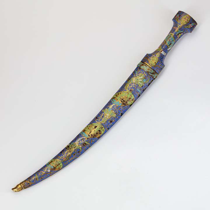 A Jambiya Dagger with enamelled scabbard and hilt
